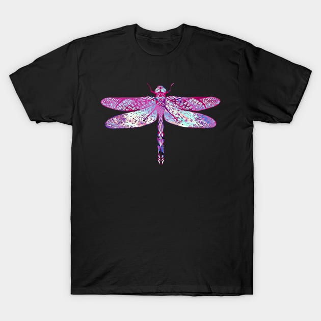 Ornate Dragon Fly Colorful Insect Illustration T-Shirt by VintCam